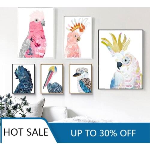 Colorful Bird Parrot Sparrow Feather Nordic Posters And Prints Wall Art Canvas Painting Animal Pictures For Kids Room Decoration