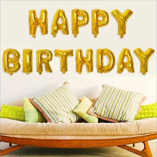 Cute Gold Silver Alphabet Balloons "HAPPY BIRTHDAY" Letters Party Decoration Aluminum Foil Membrane Balloon Free Shipping