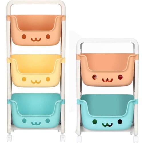 2/3 Tiers Kids Toys Organizer Multifunction Storage Rack Holder Wheels Bin Box Children Playroom Basket Shelf Sundries Organizer