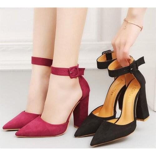 Fashion Ladies High Heels Female Zapatos Mujer Pointed Toe Pumps Women Shoes Woman Party Ankle Strap Pumps 2018 Summer Sandals