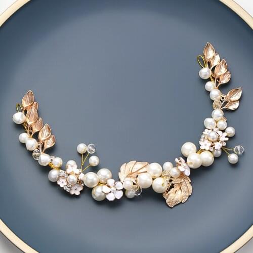 Fashion Women Pearl Crystal Tiara Boho Bridal Hairbands Jewelry Accessories Hot Sell For Wedding Photo Party Gift Hair Ornaments