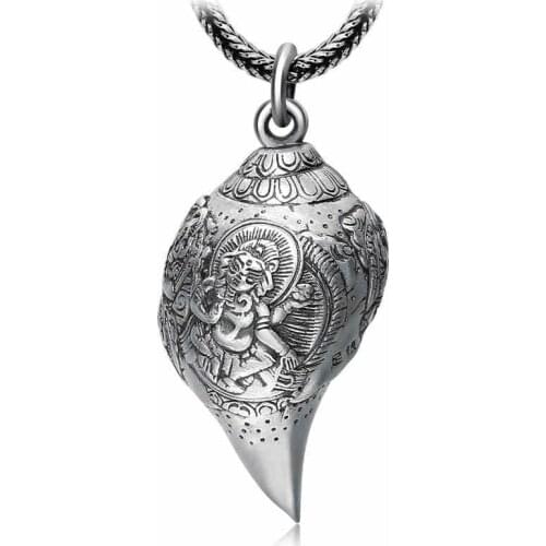 Men Buddha Pendant S990 Sterling silver Smooth Scrub Conch God of Wealth Necklace Pendant Gift Fine Jewelry FP35