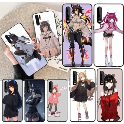 PENHUWAN kawaii Girl Cat Black TPU Soft Phone Case Cover for Huawei P30 P20 Mate 20 Pro Lite Smart Y9 prime 2019