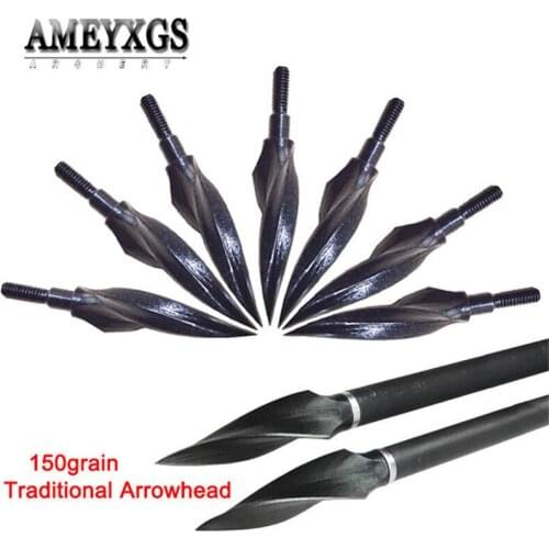 5pcs Shooting Retro Arrowhead Bow and Arrow Archery Training Rotary Arrow Head 150grain 5/16 Thread Outdoor Hunting Accessories
