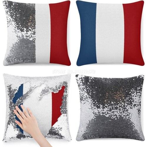 French Flag Sequin Pillowcase Fashion Pillowcase Gift for Her He Cajun Canada Eu Europe Europe Flag Française France French Heri