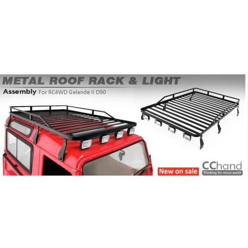 New Metal Roof Luggage Rack w/Lights For 1/10 RC8WD Land Rover Defender D110 D90 G2 Gelande II RC
