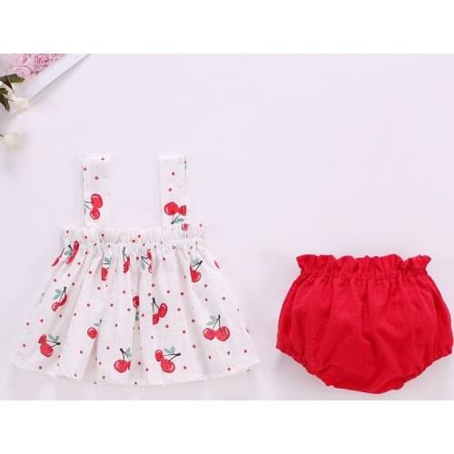 Baby Girls Clothes 2021 Summer Cute Cartoon Fruits Pattern 2 PCS Dress+Shorts For Newborn Infant Baby Clothing Outfits Set
