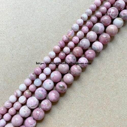Genuine Semi-precious A Quality China Xinjiang Natural Rhodonite Stone Round Loose Beads 6 8 10MM Jewelry Making