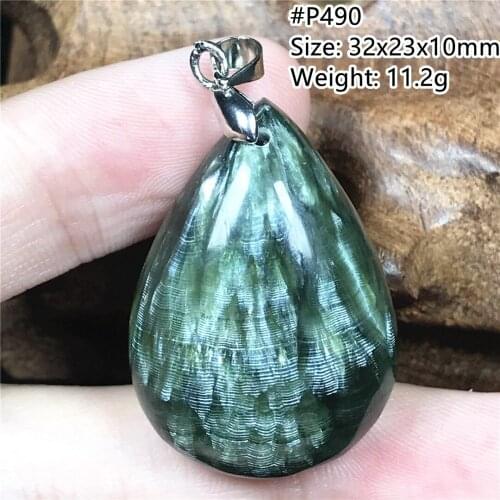 Top Natural Green Seraphinite Pendant Jewelry For Woman Men Healing Gift Crystal Silver 32x23x10mm Beads Stone Gemstone AAAAA