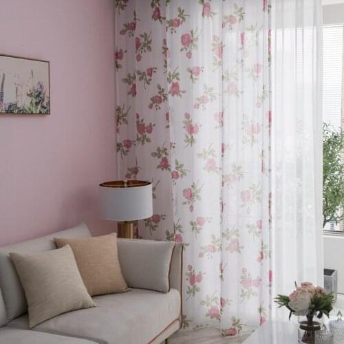 Floral Sheer Curtains For Living Room Bedroom Curtains For Kitchen Printed Tulle For Curtains Drapes Door Fabric