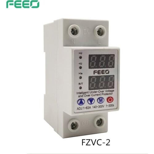 63A 300V Adjustable Over Voltage And Under Voltage Protective Device Protector Relay Over Current Protection Voltmeter Ammeter