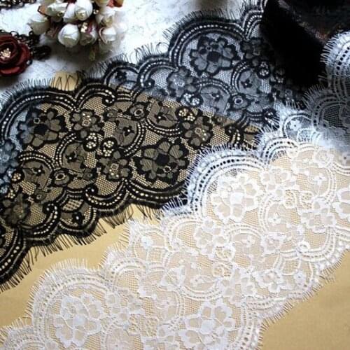 17cm Width Eyelash Black&White Soft Floral Classic Lace Trim Decoration Crafts Sewing Lace Trim For Dress Making Decoration