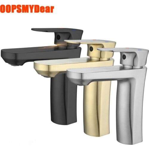 Hot Cold Faucet Bathroom Wash Basin Mixer Tap SUS304 Stainless Steel Crane Deck Mounted Washbasin Black Gold Faucets Kraan Grifo
