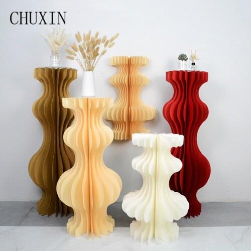New Wedding Props Roman Column Road Guide Paper Column Curve Folding Dessert Table Window Decor Birthday Party Vase Ornaments