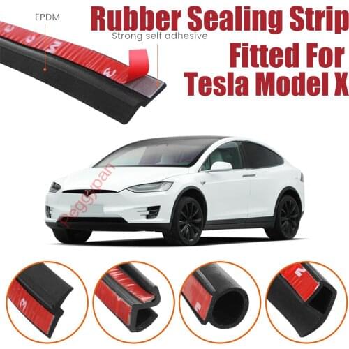 Door Seal Strip Kit Self Adhesive Window Engine Cover Soundproof Rubber Weather Draft Wind Noise Reduction For Tesla Model X