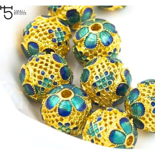 10mm Vintage Cloisonne Metal beads for jewelry making diy Accessories Ethnic style Colorful Round Beads wholesale M301
