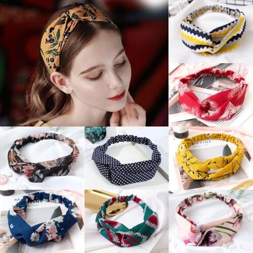 67 Style Fashion Headband Women Floral Cross Knot Elastic Band Turban Korean Soft Hairband For Girls Hair Accessories Wholesale