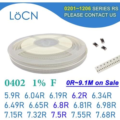 0402 1% 10000PCS SMD Resistor F 5.9R 6.04R 6.19R 6.2R 6.34R 6.49R 6.65R 6.8R 6.81R 6.98R 7.15R 7.32R 7.5R 7.55R 7.68R 1005 OHM