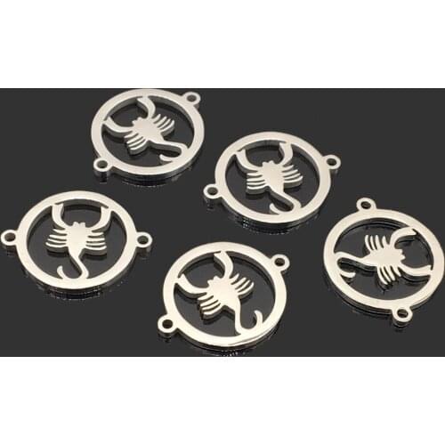 10pcs High Quality Scorpion Stainless Steel Charm High Polish Stainless Steel Wish Bracelet Necklace Connect Pendant