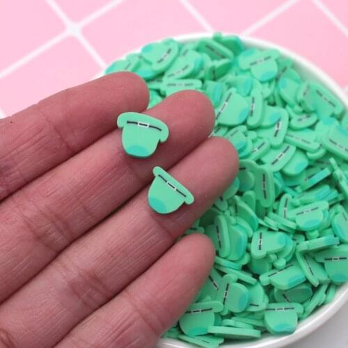100g/Lot Green Hat Slices Polymer Clay Attractive Images Sprinkles for DIY Shaker Filling Accessories