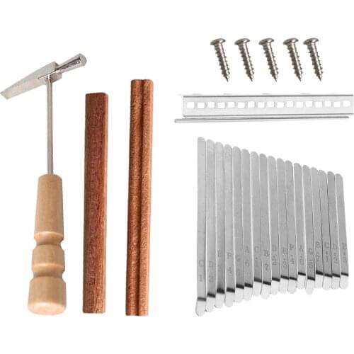 17 Keys Kalimba DIY Replacement Parts with Keys Bridge Tuning Hammer Kit Musical Instrument Thumb Finger Piano Accessories