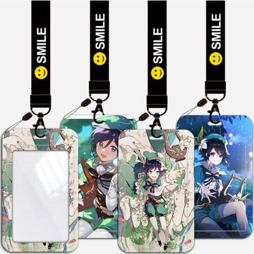 22 Types Venti Card Holder Keychain Lanyard Anime Genshin Impact Cosplay Accessories Card Holder Case Cover