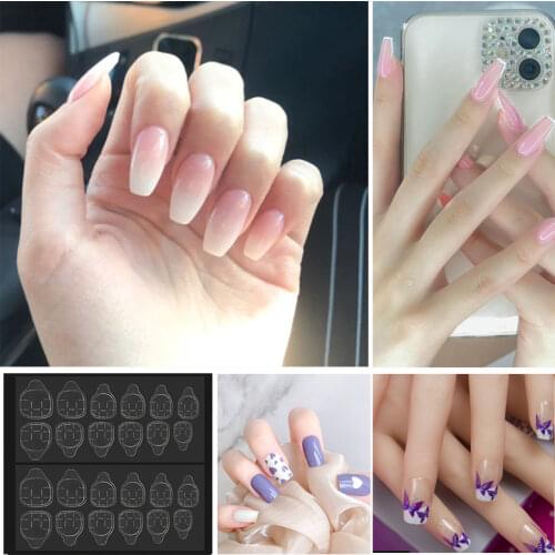 JQ 24 pcs in 1 Box With Nail Glue Tape Press On False Nail Art Tips Full Cover Fake Nail Tip 10 Sizes 12J301