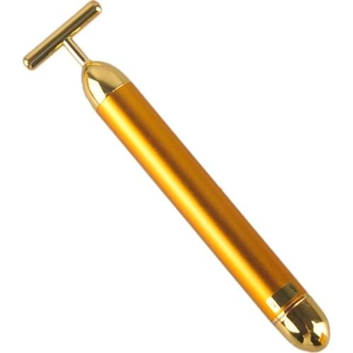 24k Gold Vibration Facial Slimming Face Beauty Bar Pulse Firming Facial Roller Massager Lift Skin Tightening Wrinkle Stick