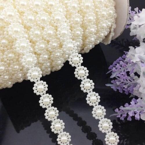 5Yards Beige Beads Semi-cirle Simulated-pearl Plastic Chain beads DIY Accessory