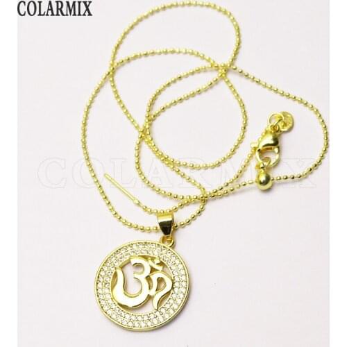 8 Pcs Gold necklace Round shape pendant necklace Zircon Pendant necklace Gold jewelry Trendy necklace Gift fashion gift 7249