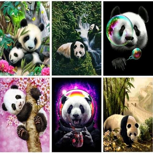 Diamond Painting Animal Diy Mosaic Full Round Diamond Embroidery Panda Rhinestones Picture Home Decor