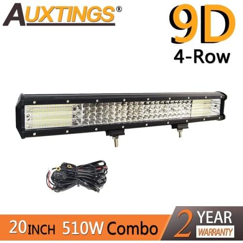 Auxtings 20inch 510w 20'' quad rows movable bracket Led work light high power 9D LED light bar offroad 4x4 car light 12V 24V