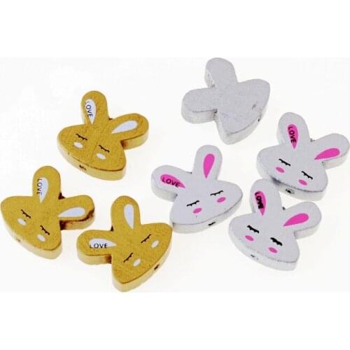 Free Shipping 20pcs Wooden Beads Lovely Rabbit Styles Spacer Beading Wood Beads Toys For Baby DIY Crafts Kids Toys 20x19mm