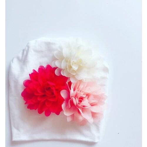 Big chiffon Flower Hat Baby turban Cotton Beanie Cap Boy Girl Autumn Winter Soft Cotton Hats 0-5years