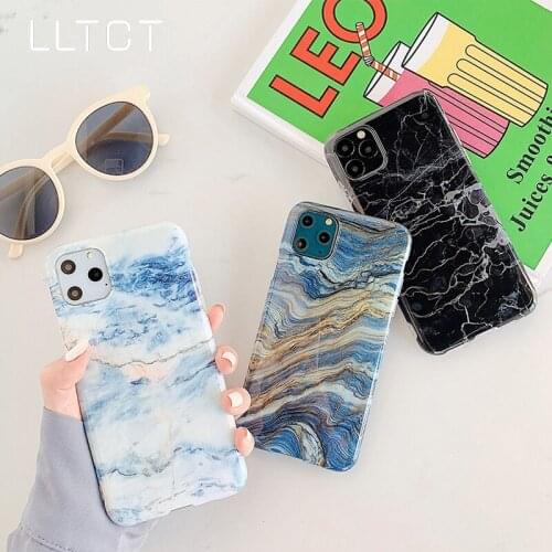 LLTCT Geometric Pink Marble Phone Case For iPhone 11 Pro Max XR XS Max 6 6SPlus 7 8 Plus X SE 2020 Soft IMD Back Cover Coque