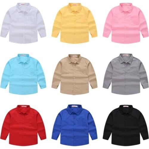 Children Solid School Shirt Blouse Boys Spring Autumn Long Sleeve Fashion 5 6 7 8 9 Years Top Kids Boutique Clothes Camisa
