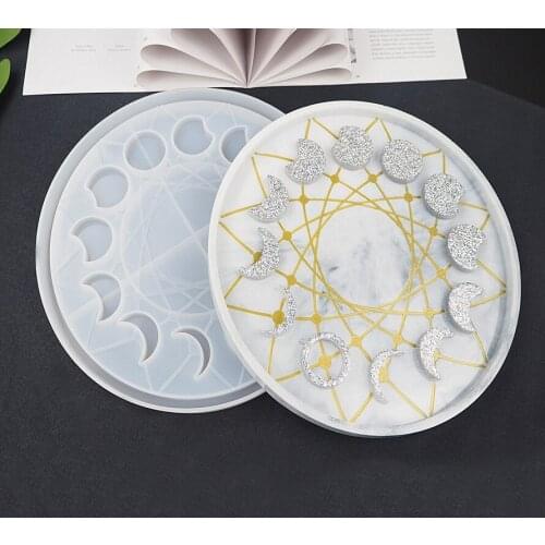 Hot Star Moon Clock Dial Crystal Epoxy Resin Mold Lunar Eclipse Moon Phase Ornament Plate Silicone Mould DIY Crafts Making Tool
