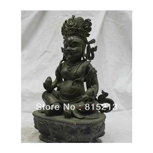 China Old Tibetan Buddhism Temple Bronze statue Yellow Dzambala Buddha