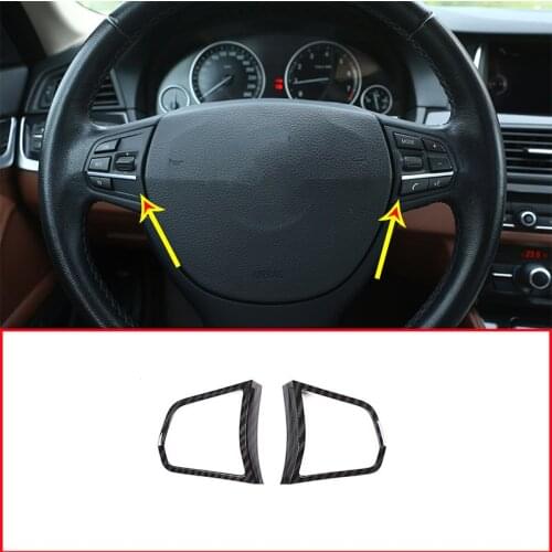 2 pcs Carbon Fiber ABS Steering Wheel Button Frame Trim For BMW 5 Series f10 520 525 2011-2017 Accessory