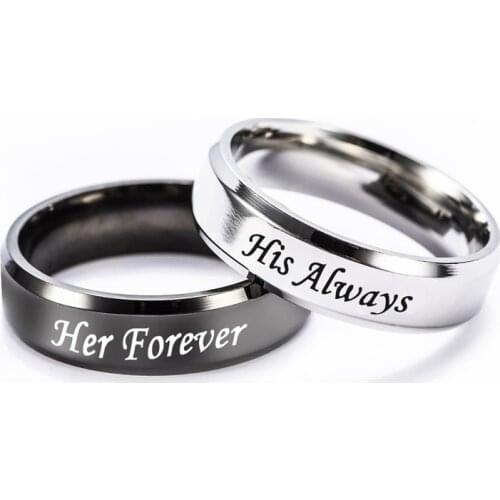 New jewelry Her Forever His Always ring stainless steel couple hand decorated titanium steel ring