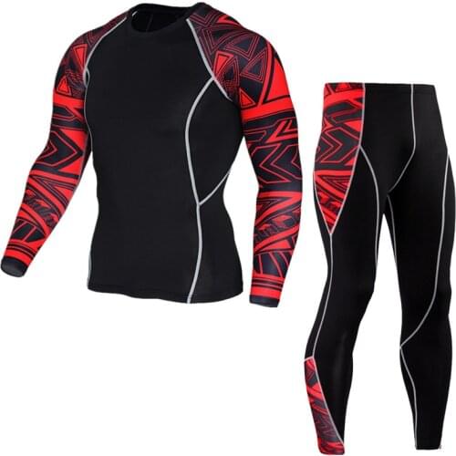 Men Running Sport Compression t shirt Pants Suits Jogging Tracksuit Sets Male Gym Fitness Training Sportswear Tees Tops Leggings