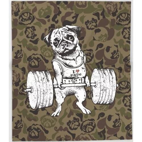 Bull Dog Cartoon Throw Blanket Cute Kids Design Pug Lift Camo Blankets for Beds Christmas Decorations for Home