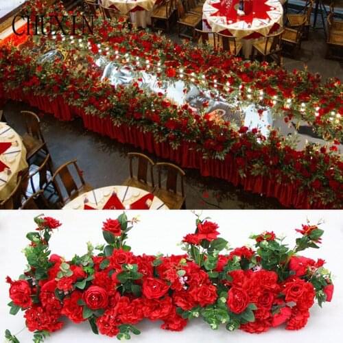 NEW Artificial Silk Rose Row DIY Wedding Road Guide Arch Decoration Fake Flower Opening Studio Props Dress Up Flower 2pcs