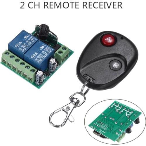 Newest DC 12V 2 Channel Learning Code Relay Receiver With 433MHz Wireless Remote Control Transmitter