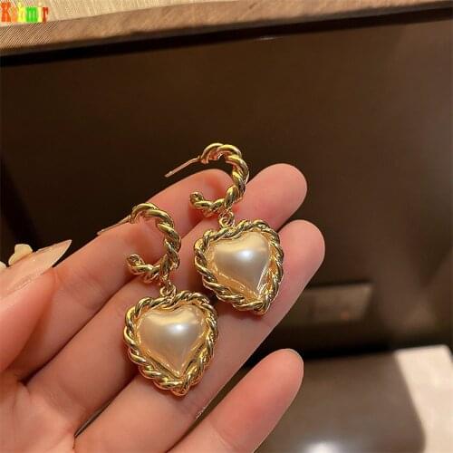 Kshmir New fashion female earrings pearl knot twist simple temperament earrings metal gold heart earrings 2020