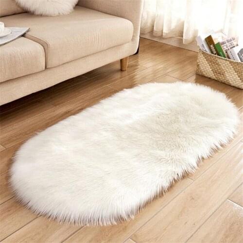Oval Faux Fur Carpet Washable Seat Pad Fluffy Rugs Hairy Wool Warm Carpets For Living Room Dedroom коврики dywanik