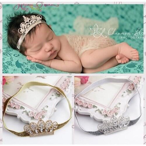 2015 latest new style 10pcs/lot kids Crystal crown headband girl shining elastic headband christmas gift hair accessories