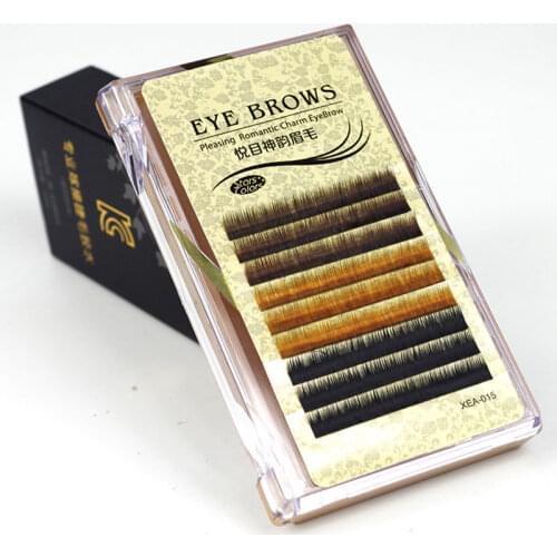 Professional 0.10 mm J Curl Individual black brown color Mink Eyebrow Extensions Natural Permanent Eyebrow 4mm