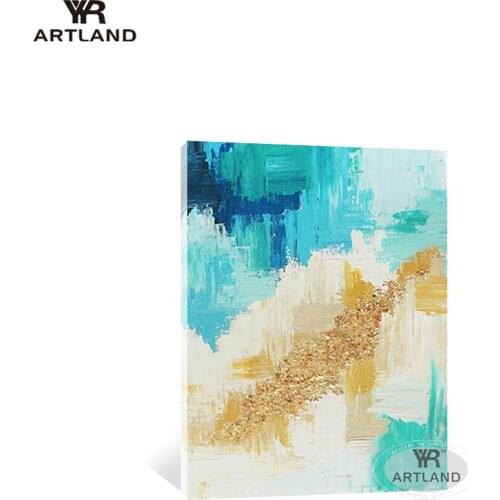 Simple abstract paintings 3D gold foil landscape Handmade canvas oil painting wall decor art picture for living room entrance