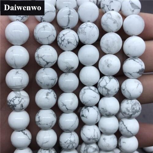White Turquoise Beads 4-12mm Round Natural Loose Stone Bead Diy Bracelet Jewelry